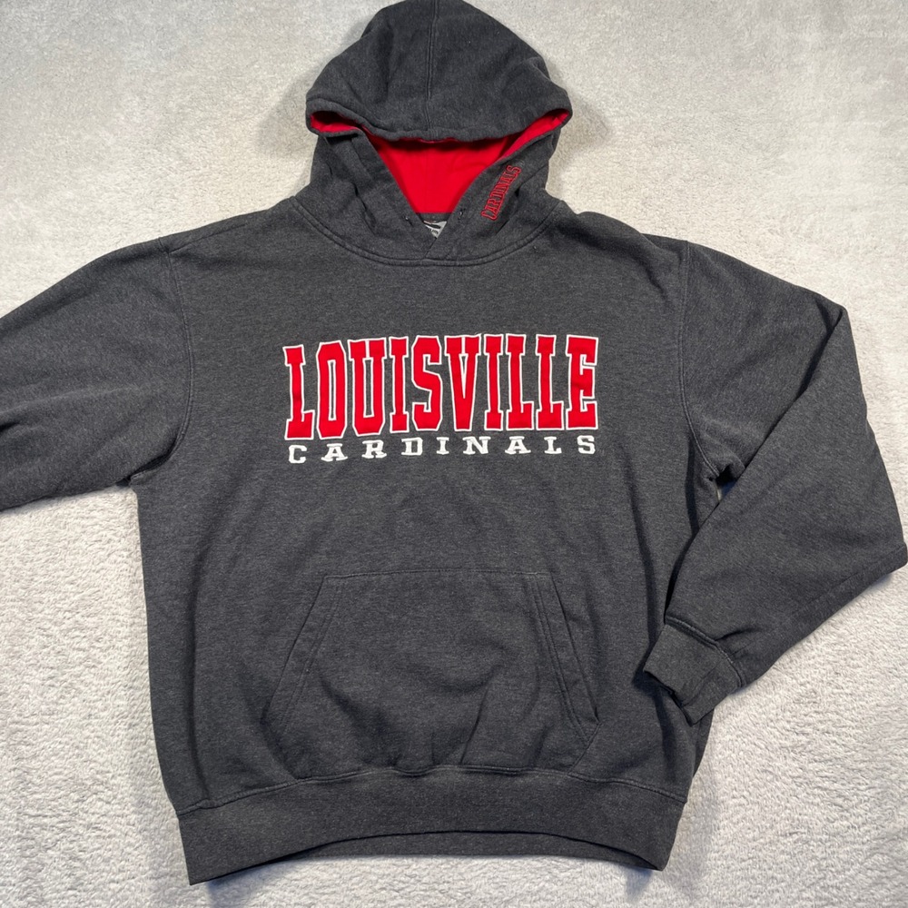 Y2K Stadium Athletics Louisville Cardinals Stitched Hoodie Sweatshirt Mens‎ L